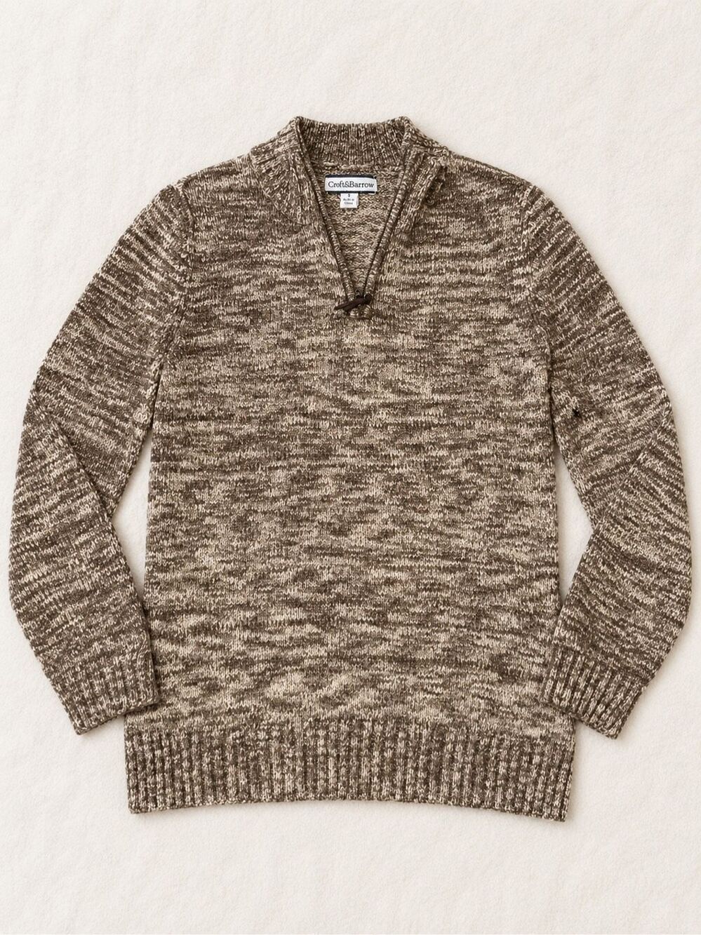 Croft & Barrow Women’s Small Marled Brown Quarter Zip Pullover Sweater Jacket